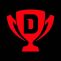 Dream77 red trophy logo on black background